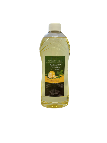MASÁŽNÍ OLEJ ROZMARÝN, BAZALKA, CITRON 500ml